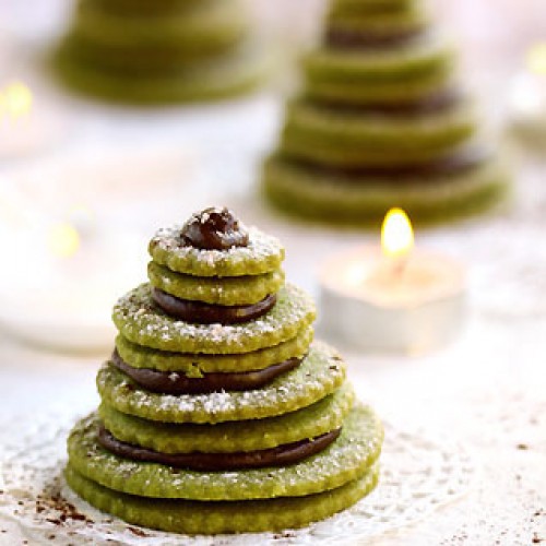 Recette Sapin de biscuits au thé matcha