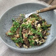 Tartines à l'avocat, oeuf mollet, menthe et coriandre