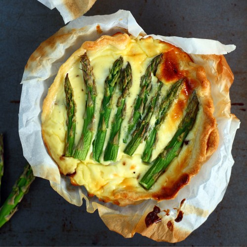 Recette Tarte aux asperges, chèvre et oseille