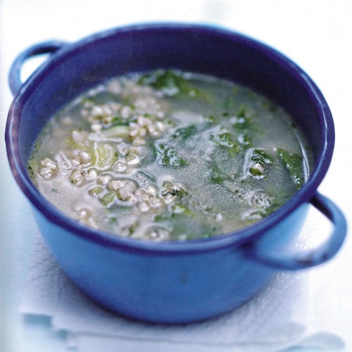 Recette Bouillon à l'orge perlé et petites salades