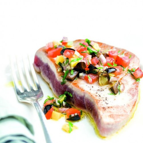 Recette Steak de thon, sauce vierge à la coriandre