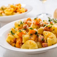 Grosses coquillettes en risotto et butternut