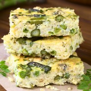 Tortilla aux asperges vertes chèvre et amandes effilées