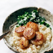 Noix de Saint Jacques au beurre noisette, risotto au parmesan