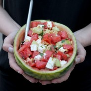 Salade de pastèque, concombre, féta et menthe