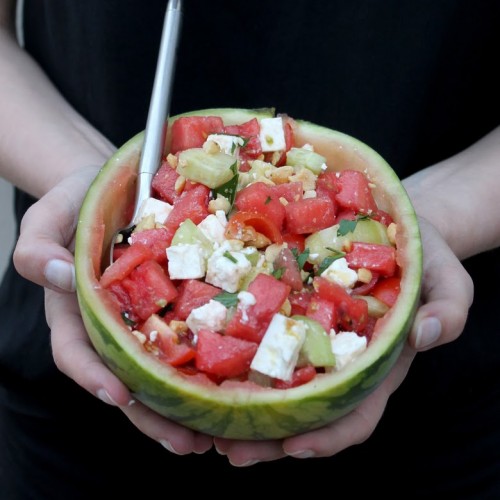 Recette Salade de pastèque, concombre, féta et menthe