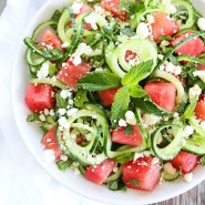 Salade de concombre, feta et pastèque