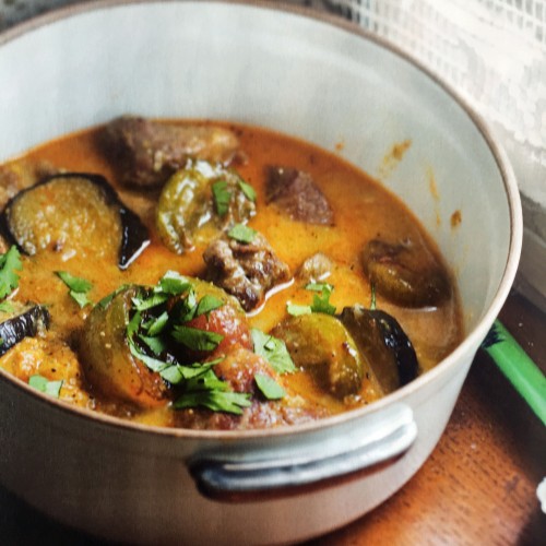 Recette Tajine d'agneau aux reines-claudes et aubergines