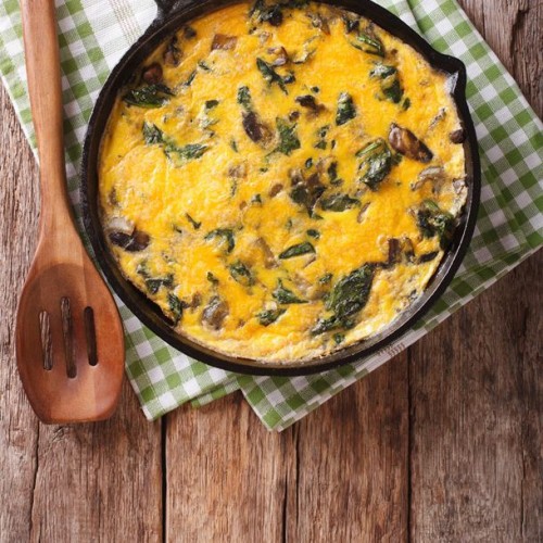 Recette Omelette aux épinards, champignons et cheddar