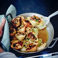 Conchiglionis farcis au veau et poireaux