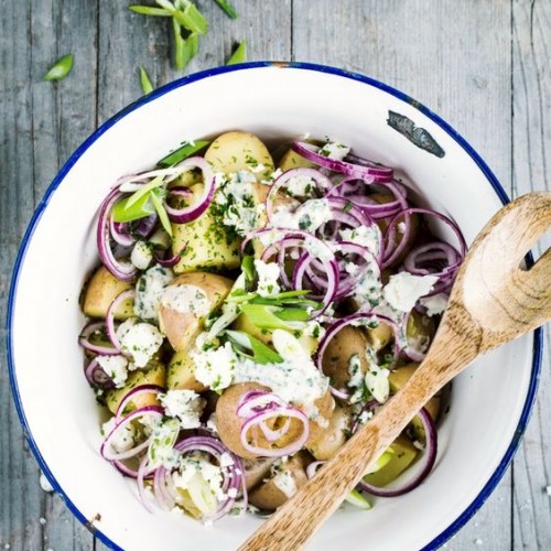 Recette Salade de pommes de terre aux oignons et à la ciboule