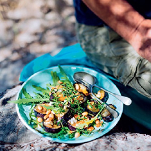 Recette Salade d'aubergine au miel et la la feta