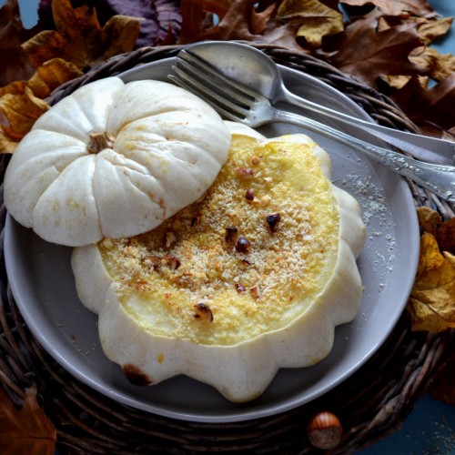 Recette Pâtisson aux deux chèvres, voile de noisettes