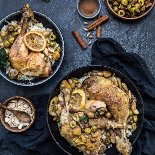 Recette Tajine de poulet aux olives et zaatar