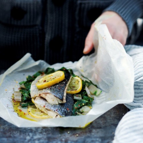 Recette Papillote de poisson aux blettes, huile d'olive et citron