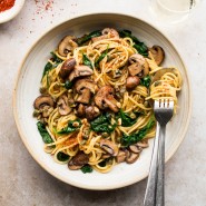 Spaghettis épinards et champignons