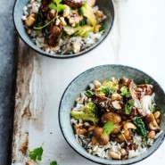 Riz au boeuf, brocolis et noix de cajou