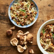 Pâtes aux shiitakes, patate douce et sauge