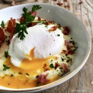 Crémeux de panais au jambon de parme et son oeuf poché