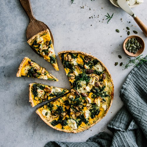 Recette TARTE A LA COURGE AU CHÈVRE ET AUX EPINARDS