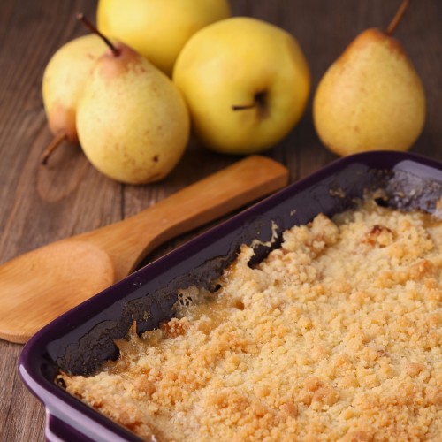 Recette Irrésistible crumble poire, pomme et carambar