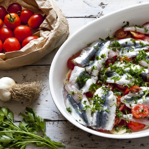 Recette Sardines et tomates grillées, beurre au cerfeuil