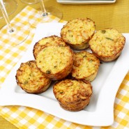 Muffins aux petits pois, oignons et cury