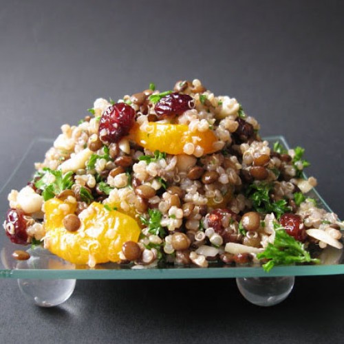 Recette Salade de lentilles et de quinoa aux mandarines et aux amandes