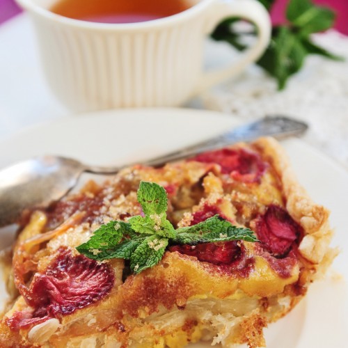 Recette Clafoutis de rhubarbe et framboises